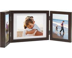 vidaXL - Fotolijst - drieluik - 22x15 - cm+2x(10x15 - cm) - donkerbruin
