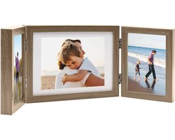 vidaXL - Fotolijst - drieluik - 22x15 - cm+2x(10x15 - cm) - lichtbruin