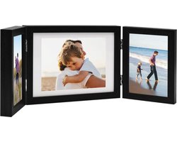 vidaXL - Fotolijst - drieluik - 22x15 - cm+2x(10x15 - cm) - zwart