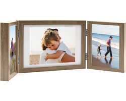 vidaXL - Fotolijst - drieluik - 28x18 - cm+2x(13x18 - cm) - lichtbruin