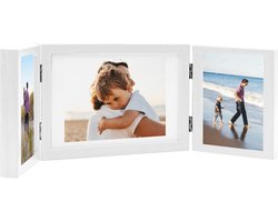 vidaXL - Fotolijst - drieluik - 28x18 - cm+2x(13x18 - cm) - wit