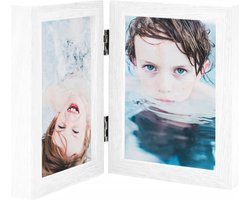 vidaXL - Fotolijst - tweeluik - 2x(10x15 - cm) - wit