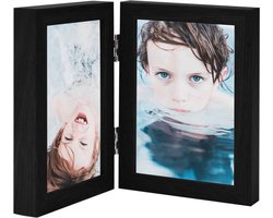 vidaXL - Fotolijst - tweeluik - 2x(10x15 - cm) - zwart