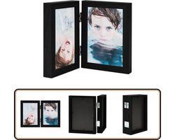 vidaXL Fotolijst Tweeluik Zwart 10x15 cm Trendy Fotolijst - Fotolijst Dubbel - Fotolijst Zwart - Houten Fotolijst - Mdf Fotolijst