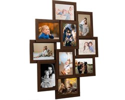 vidaXL - Fotolijst - voor - 10x(10x15 - cm) - foto - MDF - donkerbruin