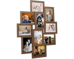 vidaXL - Fotolijst - voor - 10x(10x15 - cm) - foto - MDF - lichtbruin