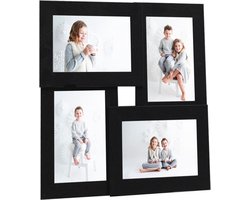 vidaXL - Fotolijst - voor - 4x(10x15 - cm) - foto - MDF - zwart