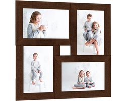 vidaXL - Fotolijst - voor - 4x(13x18 - cm) - foto - MDF - donkerbruin
