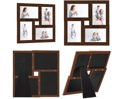 vidaXL Fotolijst voor 4x(13x18 cm) foto MDF donkerbruin - Fotolijst - Fotolijsten - Lijst - Lijsten