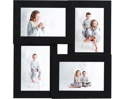vidaXL - Fotolijst - voor - 4x(13x18 - cm) - foto - MDF - zwart
