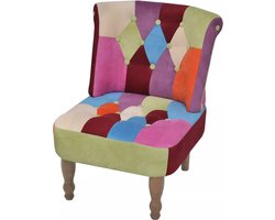 vidaXL - Franse - stoel - met - patchwork - ontwerp - stof