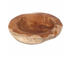 vidaXL - Fruitschaal - JEPARA - Ø - 30 - cm - Massief - Teakhout - Rond - Teakbruin