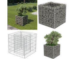 vidaXL Gabion plantenbak verhoogd 50x50x50 cm gegalvaniseerd staal - Gabion Verhoogde Plantenbak - Gabion Verhoogde Plantenbakken - Gabionbak - Gabionbakken