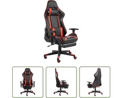 vidaXL Gamerstoel - Gamingstoel - Gamestoel draaibaar met voetensteun PVC rood - Bureaustoel - Ergonomische Stoel - Sportstoel