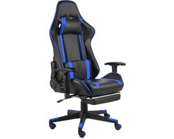 vidaXL - Gamestoel - draaibaar - met - voetensteun - PVC - blauw