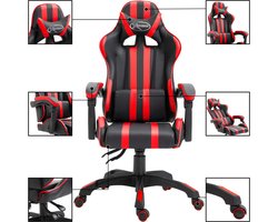 vidaXL Gamestoel Kunstleer Rood - Ergonomisch Design Gamingstoel - Ergonomische Stoel - Gamerstoelen - Pc Stoel - Bureaustoel
