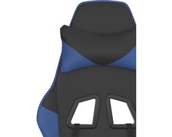 vidaXL - Gamestoel - met - voetensteun - kunstleer - zwart - en - blauw