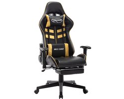 vidaXL - Gamestoel - met - voetensteun - kunstleer - zwart - en - goudkleurig