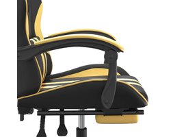 vidaXL - Gamestoel - met - voetensteun - kunstleer - zwart - en - goudkleurig