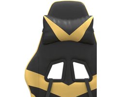 vidaXL - Gamestoel - met - voetensteun - kunstleer - zwart - en - goudkleurig