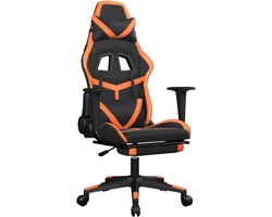 vidaXL - Gamestoel - met - voetensteun - kunstleer - zwart - en - oranje