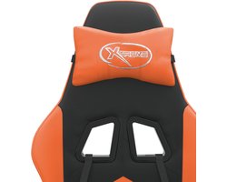 vidaXL - Gamestoel - met - voetensteun - kunstleer - zwart - en - oranje