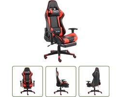 vidaXL Gamestoel met voetensteun - Rood en zwart Gamingstoel - Bureaustoel - Gamerstoelen - Ergonomische Stoel - Pc Gamingstoel