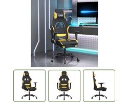 vidaXL Gamestoel - Met Voetensteun - Zwart en Geel Gamestoel - Gamingstoel - Bureaustoel - Zitcomfort - Verstelbare Rugleuning