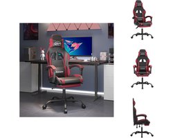 vidaXL Gamestoel - Zwart en Wijnrood - Kunstleer - Verstelbaar - Met Voetensteun - Bureaustoel