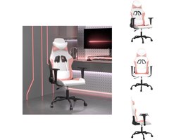 vidaXL Gamingstoel - Gamingstoelen - Televisiestoel - Computer Stoel - Massage gamestoel kunstleer wit en roze