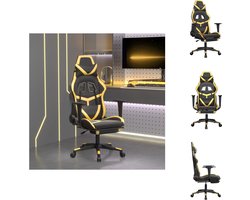 vidaXL Gamingstoel - Gamingstoelen - Televisiestoel - Racingstoel - Gamestoel met voetensteun kunstleer zwart en goudkleurig
