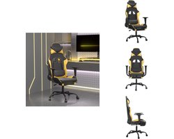vidaXL Gamingstoel - Gamingstoelen - Televisiestoel - Racingstoel - Gamestoel met voetensteun kunstleer zwart en goudkleurig