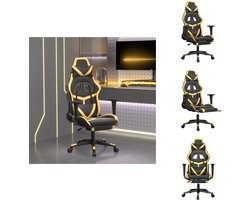 vidaXL Gamingstoel - Gamingstoelen - Televisiestoel - Racingstoel - Massage gamestoel met voetensteun kunstleer zwart & goudkleurig