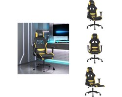 vidaXL Gamingstoel - Gamingstoelen - Televisiestoel - Racingstoel - Massage gamestoel met voetensteun stof zwart en geel