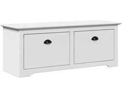 vidaXL Gangbank BODO - Wit - 114x40x45 cm - 2 Lades Halbankje - Halbankjes - Bankje - Bankje Met Opbergruimte