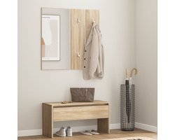 vidaXL Gangkast - Halbank - Garderobe set bewerkt hout sonoma eiken - Houten Bank - Sonoma Eiken - Opbergbanken