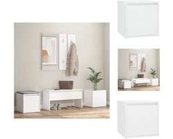 vidaXL Gangmeubelset - Gangmeubelsets - Halmeubel - Garderobeset - Garderobe set bewerkt hout wit