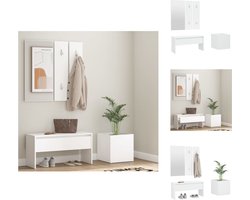 vidaXL Gangmeubelset - Gangmeubelsets - Halmeubel - Garderobeset - Garderobe set bewerkt hout wit
