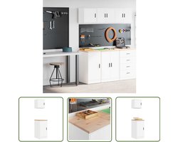 vidaXL Garage Organisatie - Garage Opslag - Garagekasten 2 st spaanplaat wit - Gereedschap Kast - Tool Organizer - DIY Tools