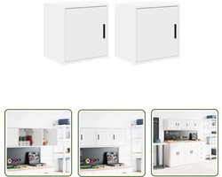 vidaXL Garage Organisatie - Garage Opslag - Garagewandkasten 2 st spaanplaat wit - Houten Kast - Muur Kast - Tool Organizer
