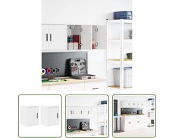 vidaXL Garage Organisatie - Garage Opslag - Garagewandkasten 2 st spaanplaat wit - Wandkast - Houten Kast - Tool Storage