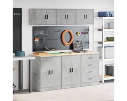 vidaXL Garagekasten 6 st bewerkt hout betongrijs