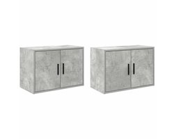 vidaXL - Garagewandkasten - 2 - st - bewerkt - hout - betongrijs