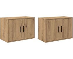 vidaXL - Garagewandkasten - 2 - st - spaanplaat - ambachtelijk - eikenhout