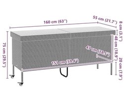 vidaXL Garden box with wheels 160x55x75cm poly rattan grey, storage box, garden box, storage box, storage box, garden cushion box, garden cushion box