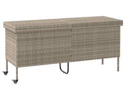 vidaXL Garden box with wheels 160x55x75cm poly rattan light grey, storage box, garden box, storage box, storage box, garden cushion box, garden cushion box