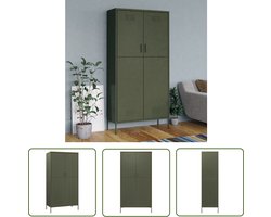 vidaXL Garderobe - Kledingkast - Kledingkast 90x50x180 cm staal olijfgroen - Meubel - Opbergkast - Slaapkamer