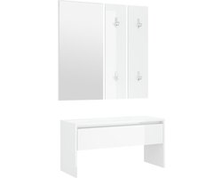 vidaXL - Garderobe - set - bewerkt - hout - hoogglans - wit