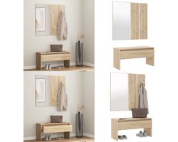 vidaXL Garderobe set bewerkt hout sonoma eiken - Halmeubelset - Halmeubelsets - Halmeubel - Garderobeset