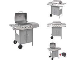 vidaXL Gas Barbecue - Gas Barbecues - Gas Bbq - Gas Bbq - Gasbarbecue 4+1 kookzone zilver